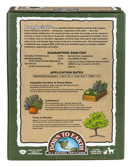 Langbeinite 0-0-22 Fertilizer 5lb