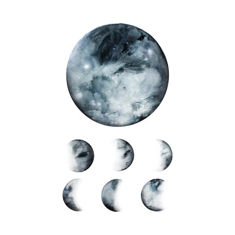 one sheet of the moon phase tattoos showing the delicate detail of the moon art