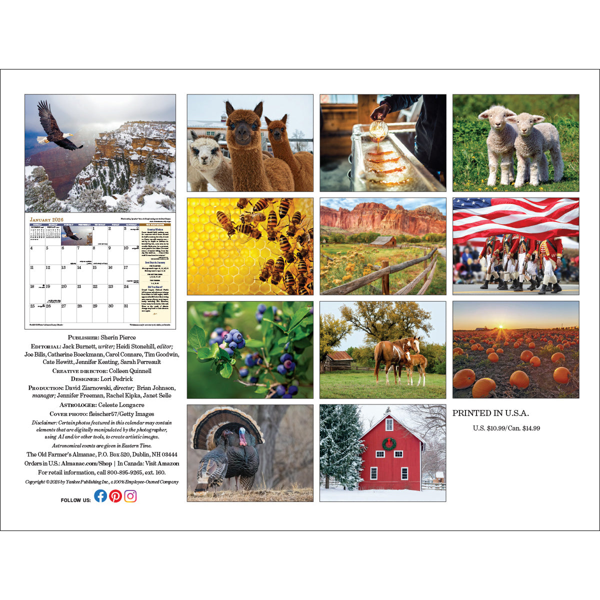 the back cover of the 2026 Country calendar showing all of the interior images