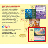 the back of the box that the Old Farmer's Almanac Everyday Calendar is packaged in which features a selection of interior pages and the text, "Daily Smiles and Surprises!" along with more info about calendar features and contents