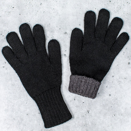 Black & Gray Reversible Alpaca Gloves - Black Side Shown