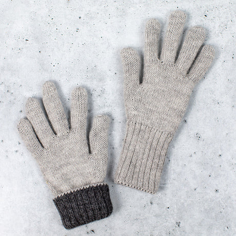 Gray & Silver Reversible Alpaca Gloves - Silver Side Shown