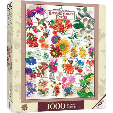 1000 piece jigsaw puzzle, Old Farmer's Almanac, Garden Florals, pictures of flowers with names