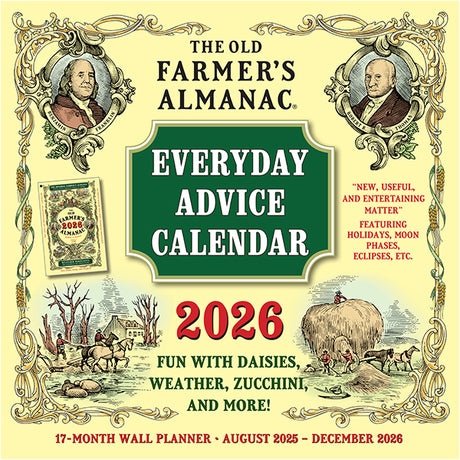 2026 Old Farmer's Almanac Everyday Advice Calendar with vintage design elements.