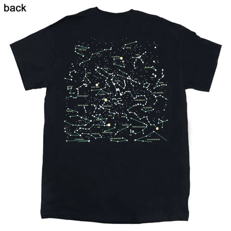 The back of the Heavenly Bodies tee shirt featuring more constellations