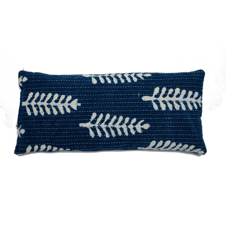 a close up of the repeated fern pattern of the Fern Indigo Eye Pillow
