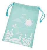 light teal mesh carrying case for binoculars and bird guide