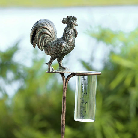 Rooster Rain Gauge Garden Stake