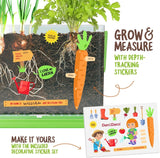 Grow & Measure with depth-tracking stickers, make it yours with the included decorative sticker set