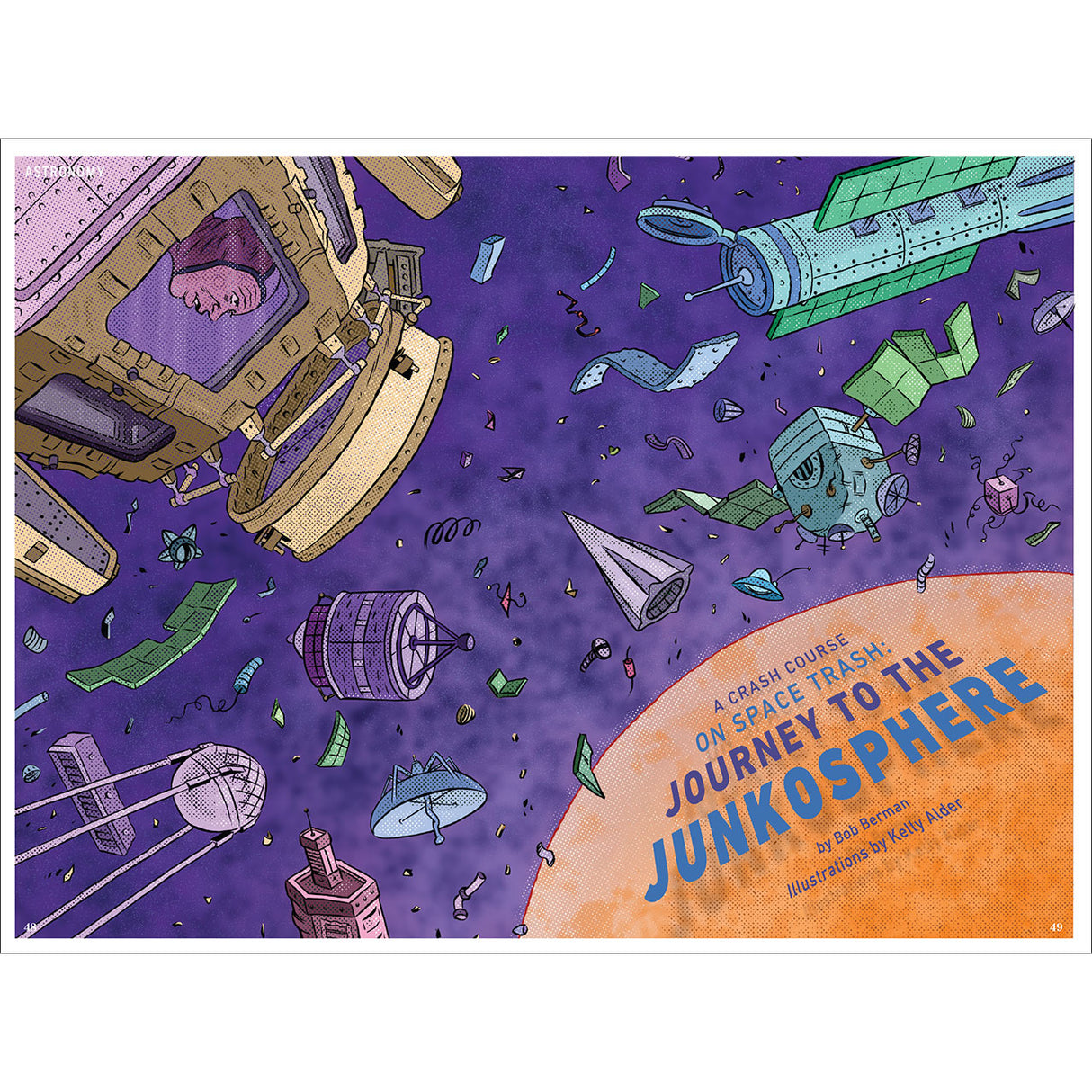 Image for space trash article featuring space-themed illustrations and text.