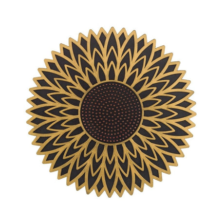 garden stepping stone with sunflower design and honeycomb background in yellow and brown