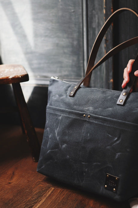 The Medium Zip Tote - Waxed Canvas Bag