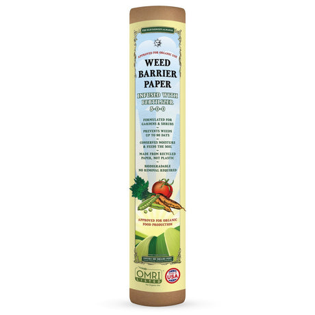 150 square feet of Fertilizer infused weed barrier paper, made for The Old Farmer's Almanac